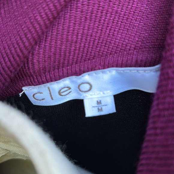 Cleo Black and Purple Cowl Neck Sweater with Zipper Detail Sz M - Picture 7 of 7
